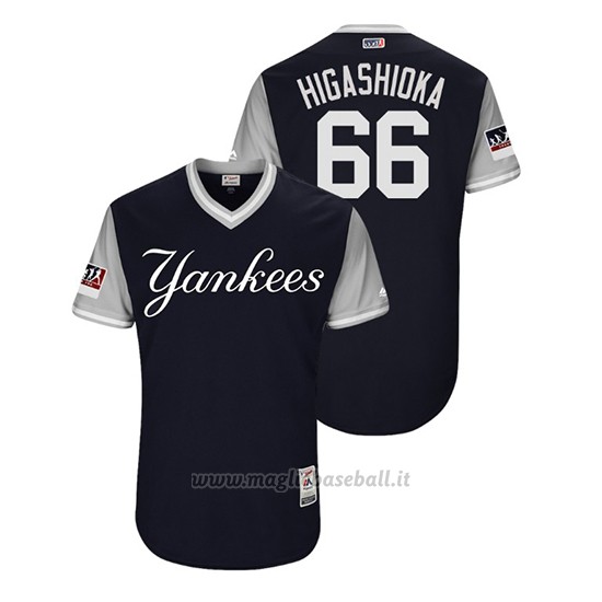 Maglia Baseball Uomo New York Yankees Kyle Higashioka 2018 Llws Players Weekend Higashioka Blu